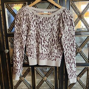 Maeve Animal Print Sweater - ANTHROPOLOGY Cream and Brown